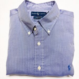VTG Ralph Lauren Yarmouth Oxford Shirt Men 16.5 32 33 Blue Office Casual Two Ply